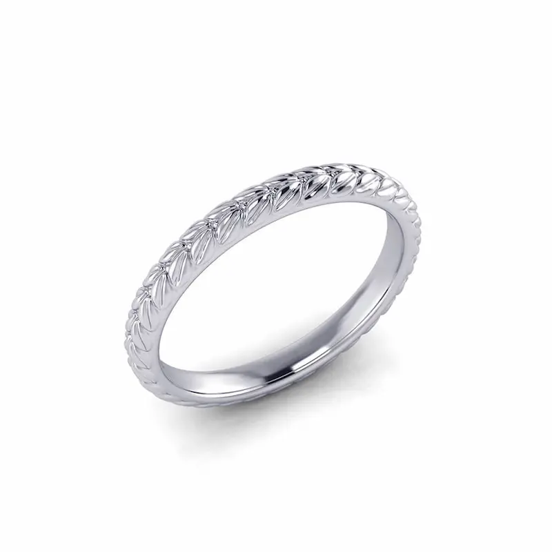 18K 金麦穗纹素圈戒指 | 简约百搭婚戒日常叠戴指环