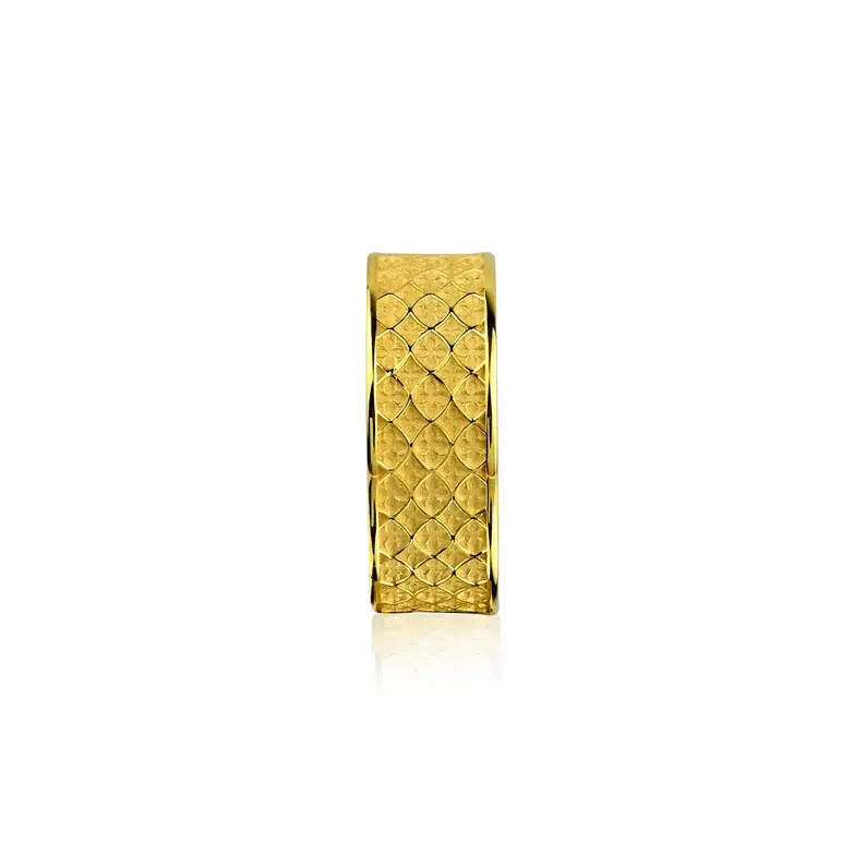 足金 999 菱格纹宽版黄金戒指