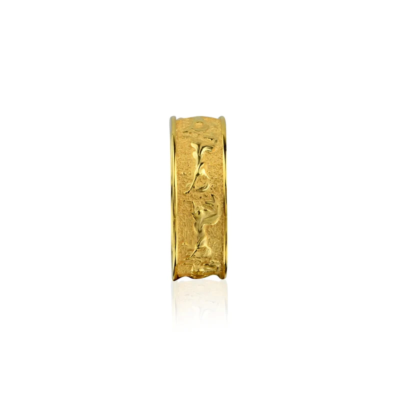 足金 999 八骏图浮雕宽版黄金戒指