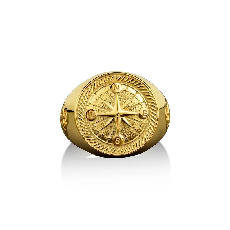 足金 999 指南针船锚黄金戒指