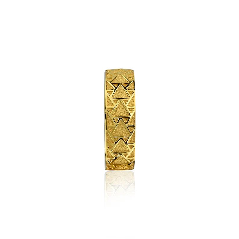 足金 999 几何三角纹宽版戒指 | 现代风黄金指环 简约百搭款